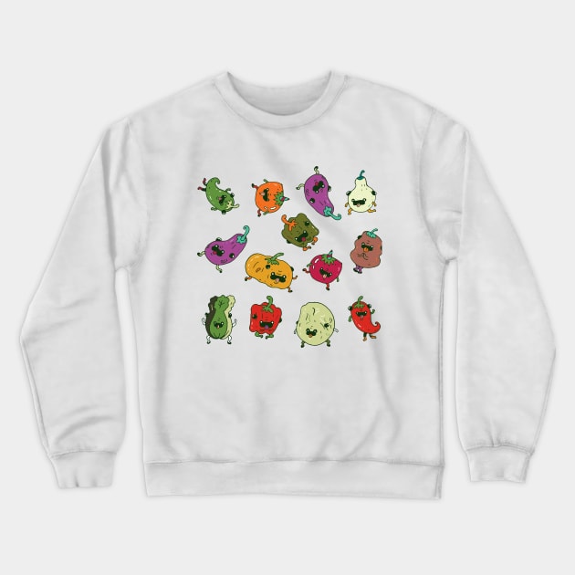 Pugs Vegetable Crewneck Sweatshirt by nokhookdesign